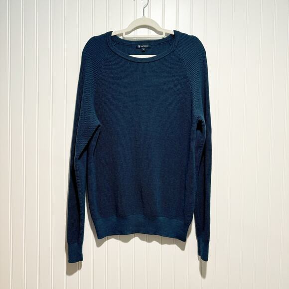 Turtleson Other - Turtleson Teal Blue Stretch Knit Sweater Extra Fine Merino Wool Mens Medium